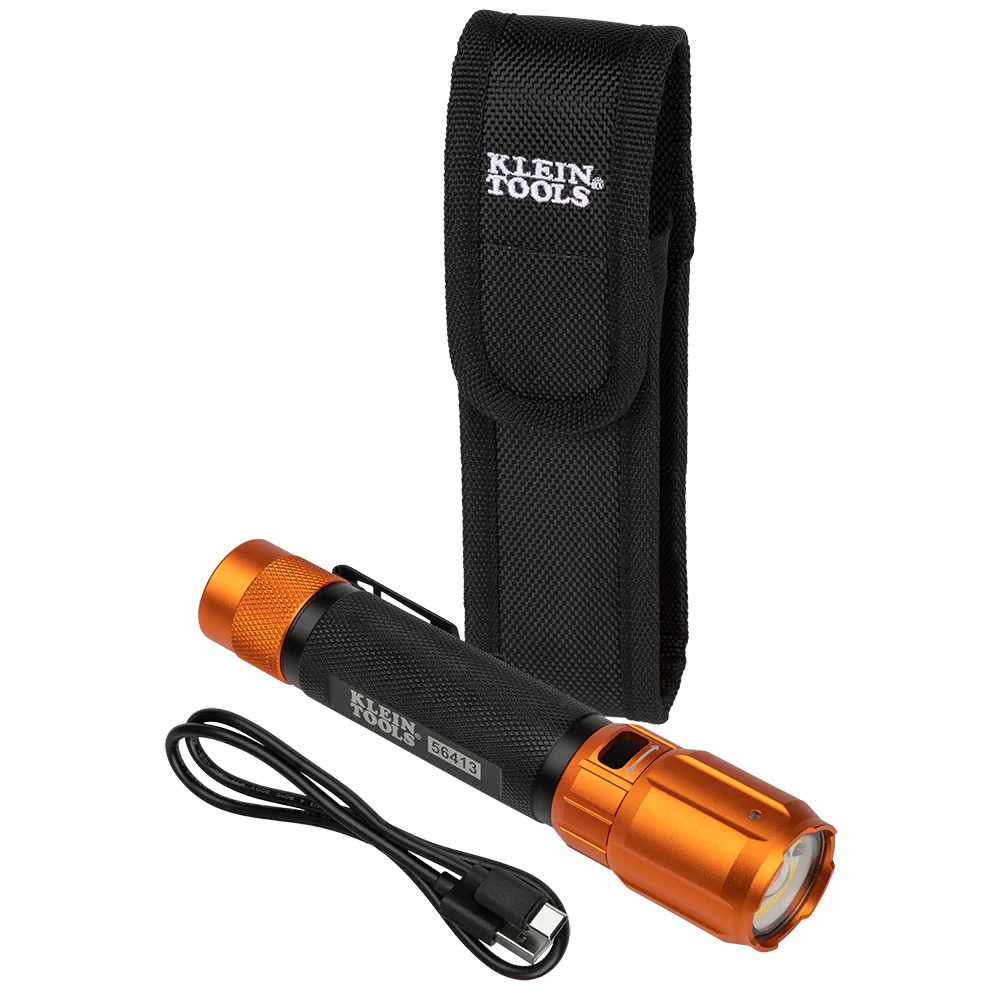 Klein Tools Rechargeable 2-Color LED Flashlight with Holster, Model 56413*