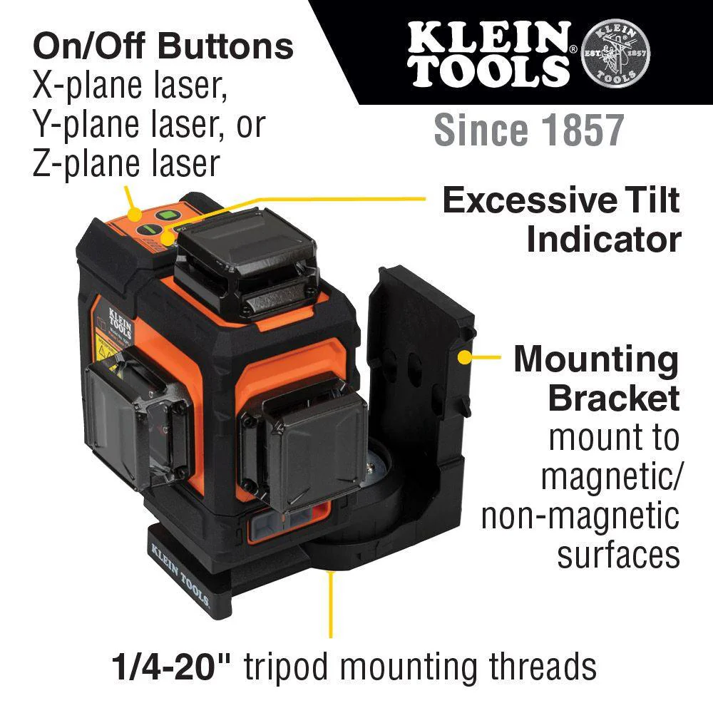 Klein Tools Rechargeable Self-Leveling Green Planar Laser Level, Model 93PLL* - Image 3