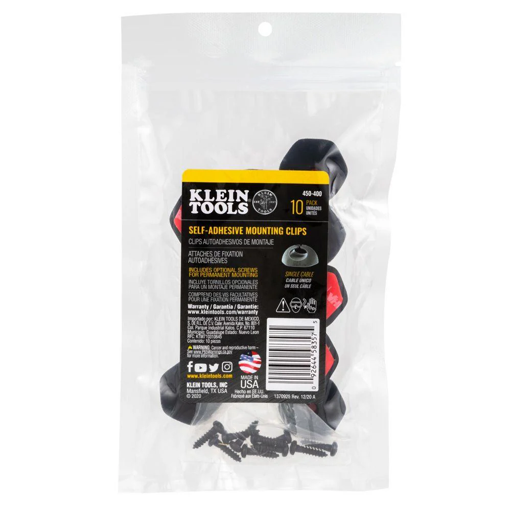 Klein Tools Self-Adhesive Cable Mounting Clips, 1 Slot (10-Pack), Model 450-400* - Image 8
