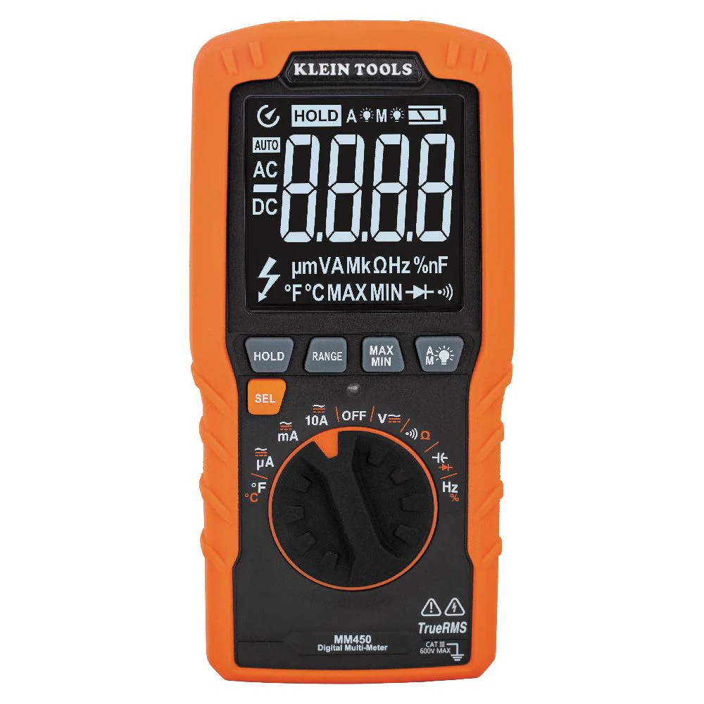 Klein Tools Slim Digital Multimeter, TRMS Auto-Ranging, 600V, Temp, Model MM450 - Image 10