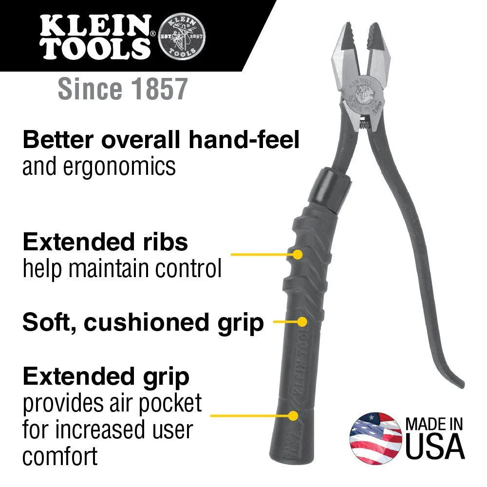 Klein Tools Slim-Head Ironworker's Pliers Comfort Grip, Aggressive Knurl, 9-Inch, Model M2017CSTA* - Image 2