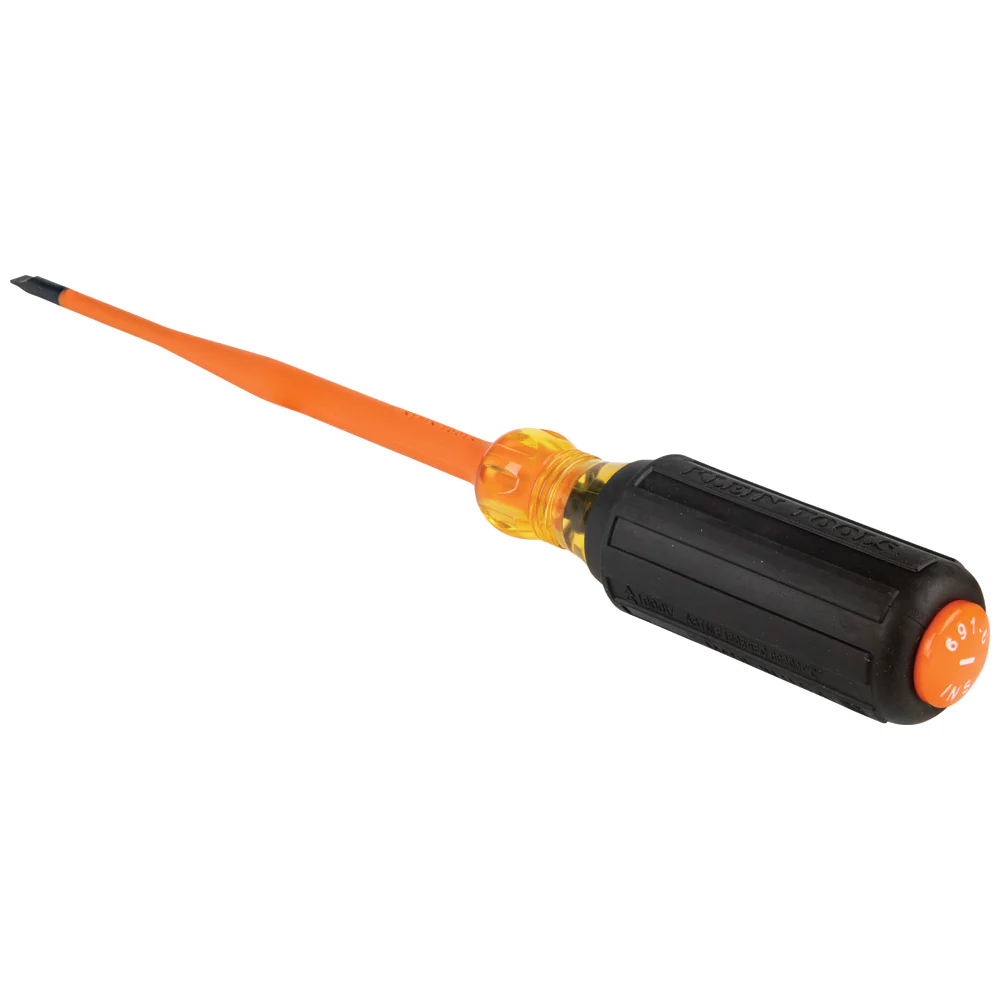 Klein Tools Slim-Tip Insulated Screwdriver, 3/16-Inch Cabinet, 6-Inch Round Shank, Model 6916INS* - Image 8