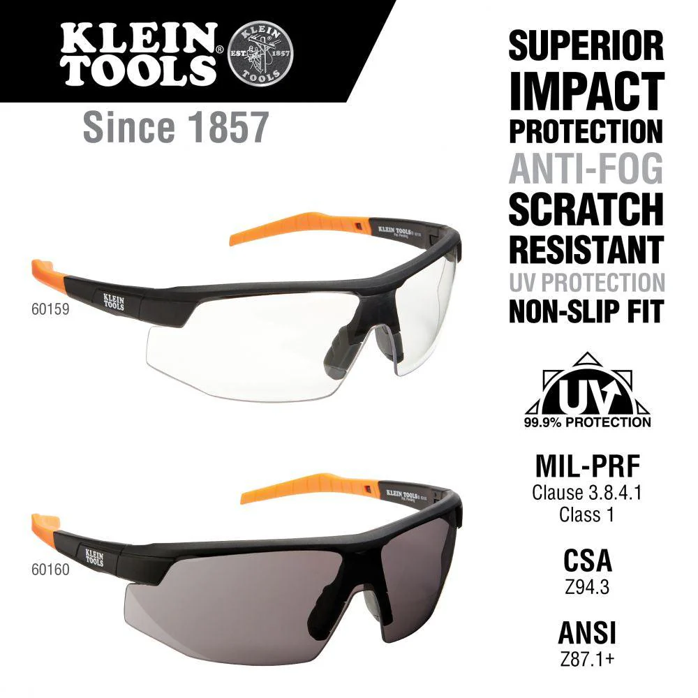 Klein Tools Standard Safety Glasses, Semi-frame, Narrow Clear Lens, Model 60159 - Image 7