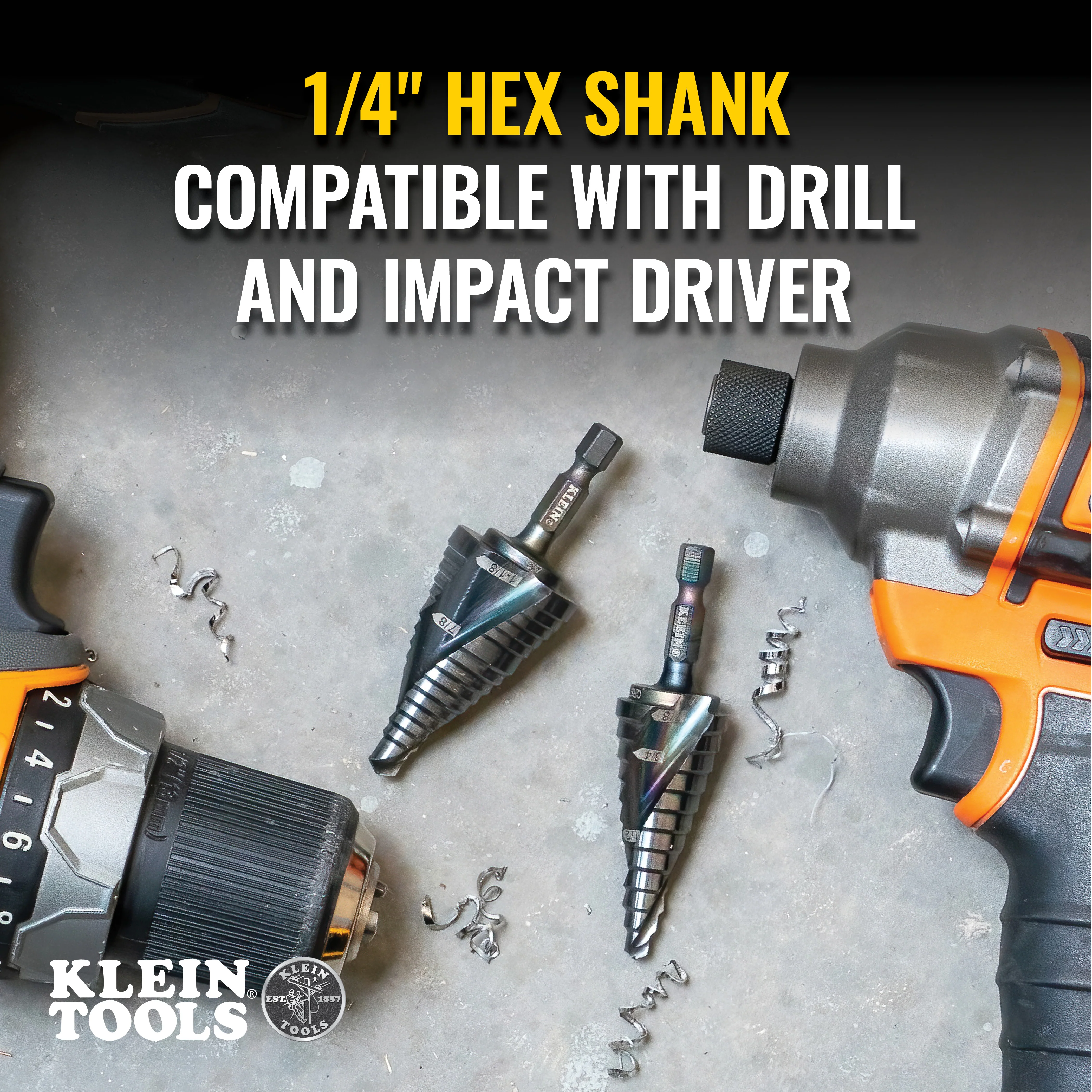 Klein Tools Step Drill Bit, Quick Release, Spiral Flute, 7/8 to 1-1/8-Inch, Model QRST11* - Image 4