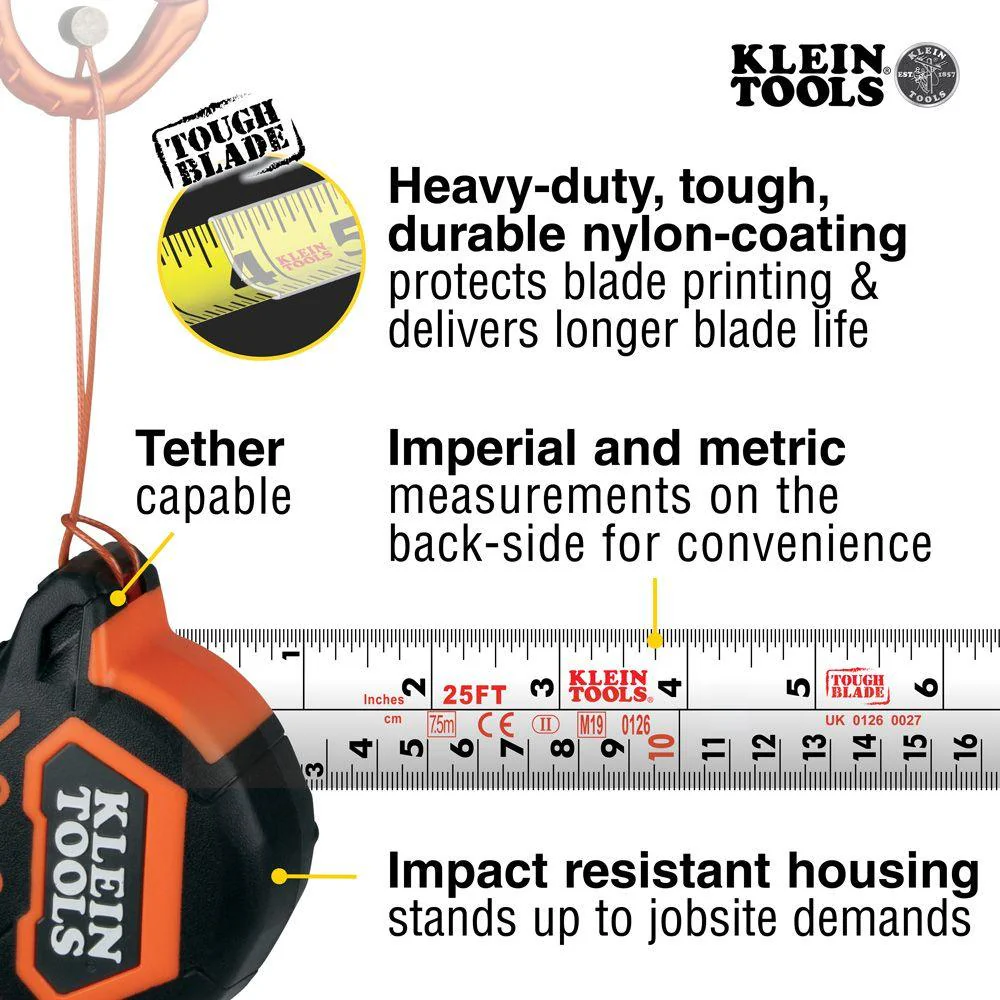 Klein Tools Tape Measure, 7.5-Meter Magnetic Double-Hook, Model 9375 - Image 2
