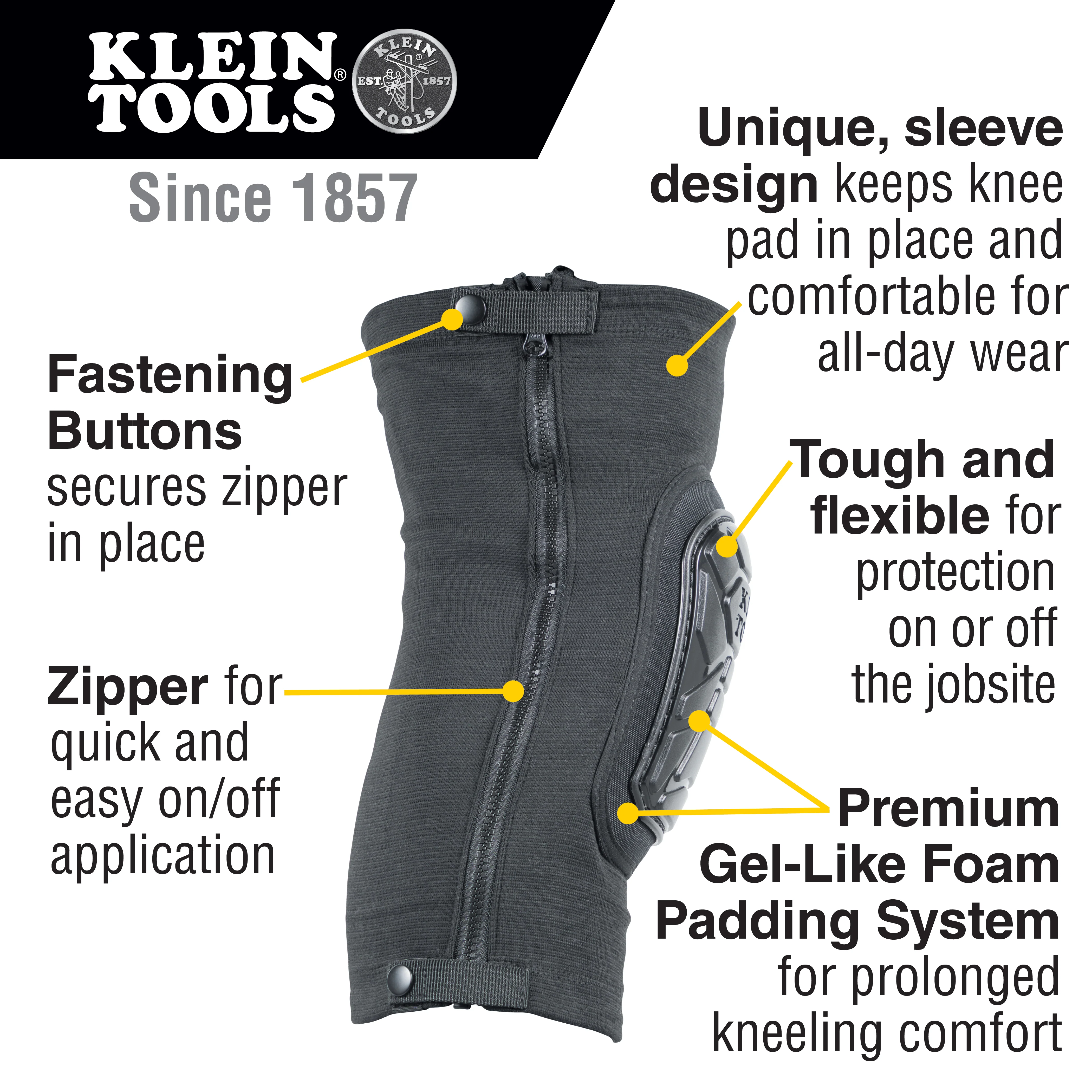 Klein Tools Tough-Flex Knee Pad Sleeve, Medium/Large, Model 60629* - Image 2