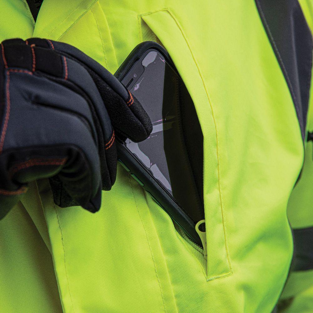 Klein Tools XLarge High-Visibility Yellow Winter Bomber Jacket, Model 60380 - Image 10