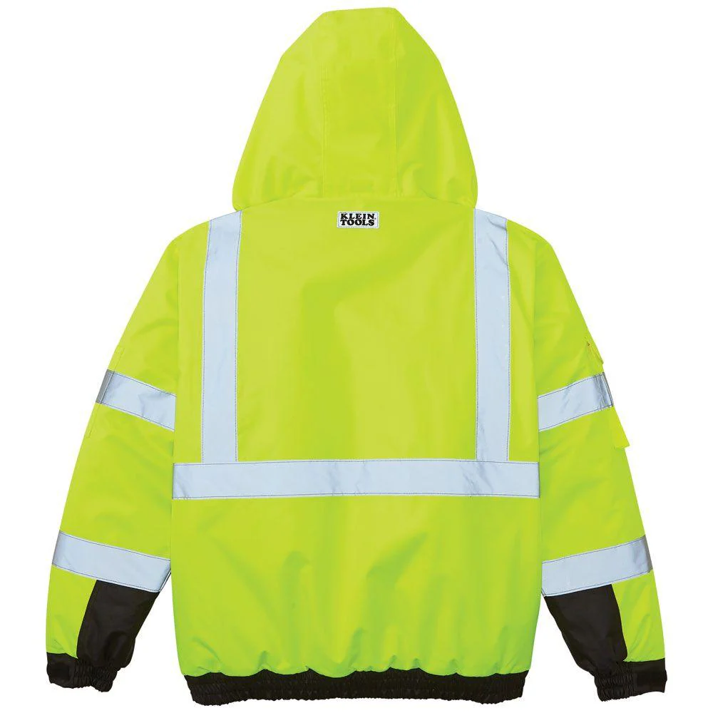 Klein Tools XLarge High-Visibility Yellow Winter Bomber Jacket, Model 60380 - Image 6