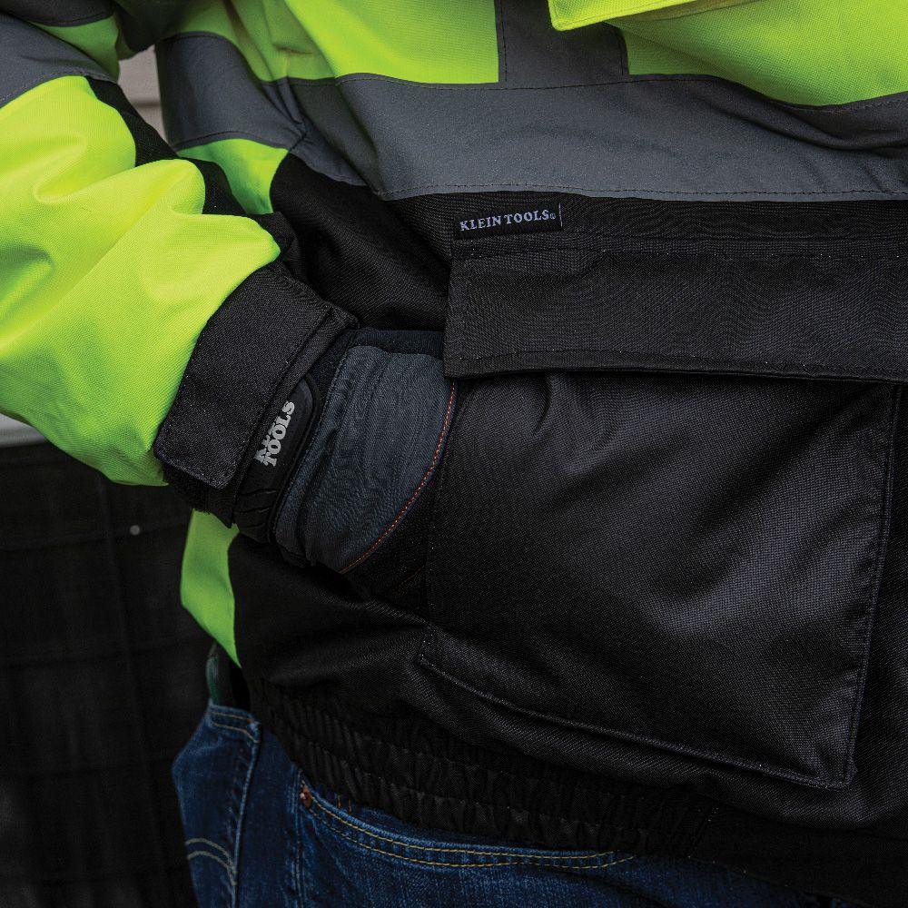Klein Tools XLarge High-Visibility Yellow Winter Bomber Jacket, Model 60380 - Image 7