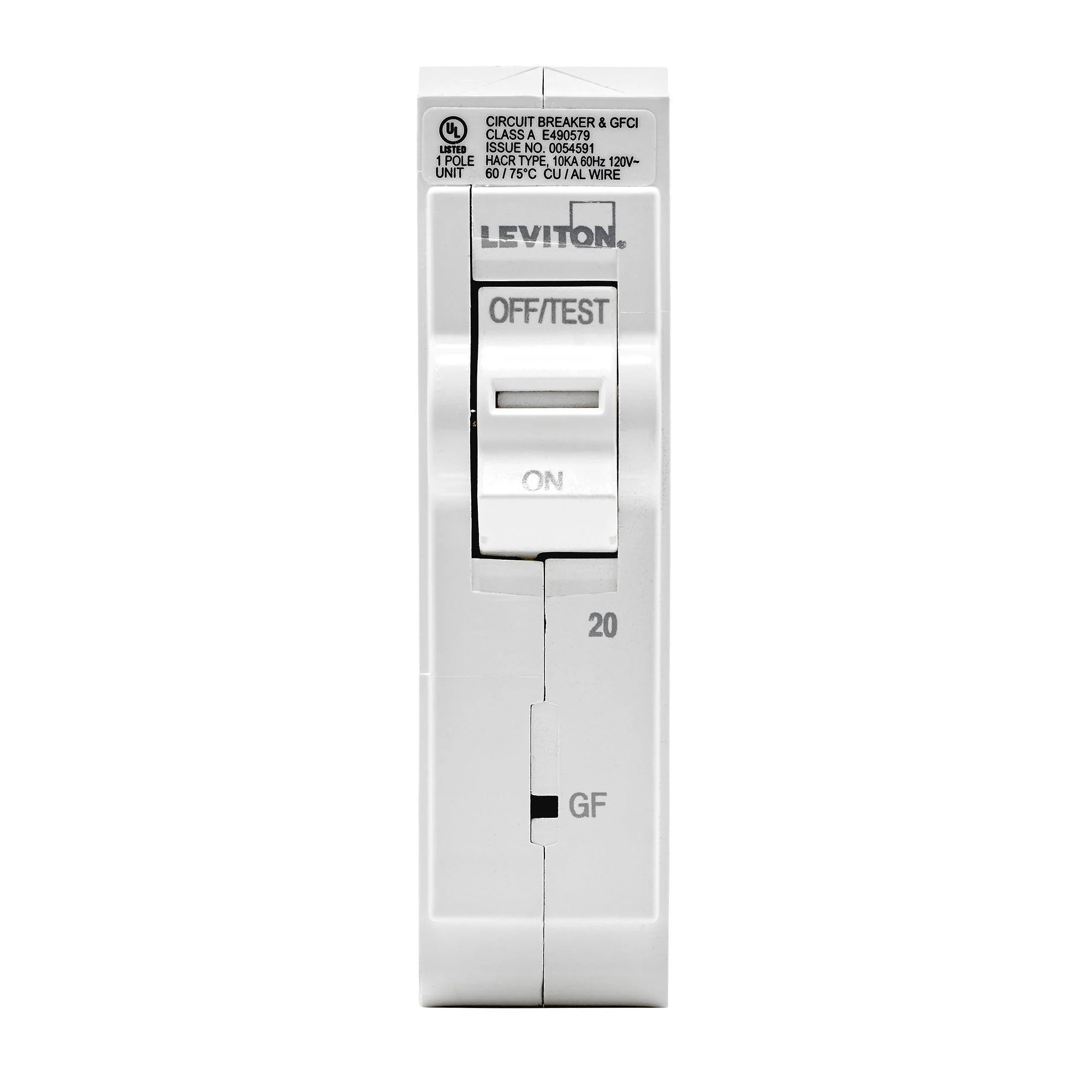 Leviton 1-Pole 20A 120V GFCI Plug-On Circuit Breaker, Model LB120-003