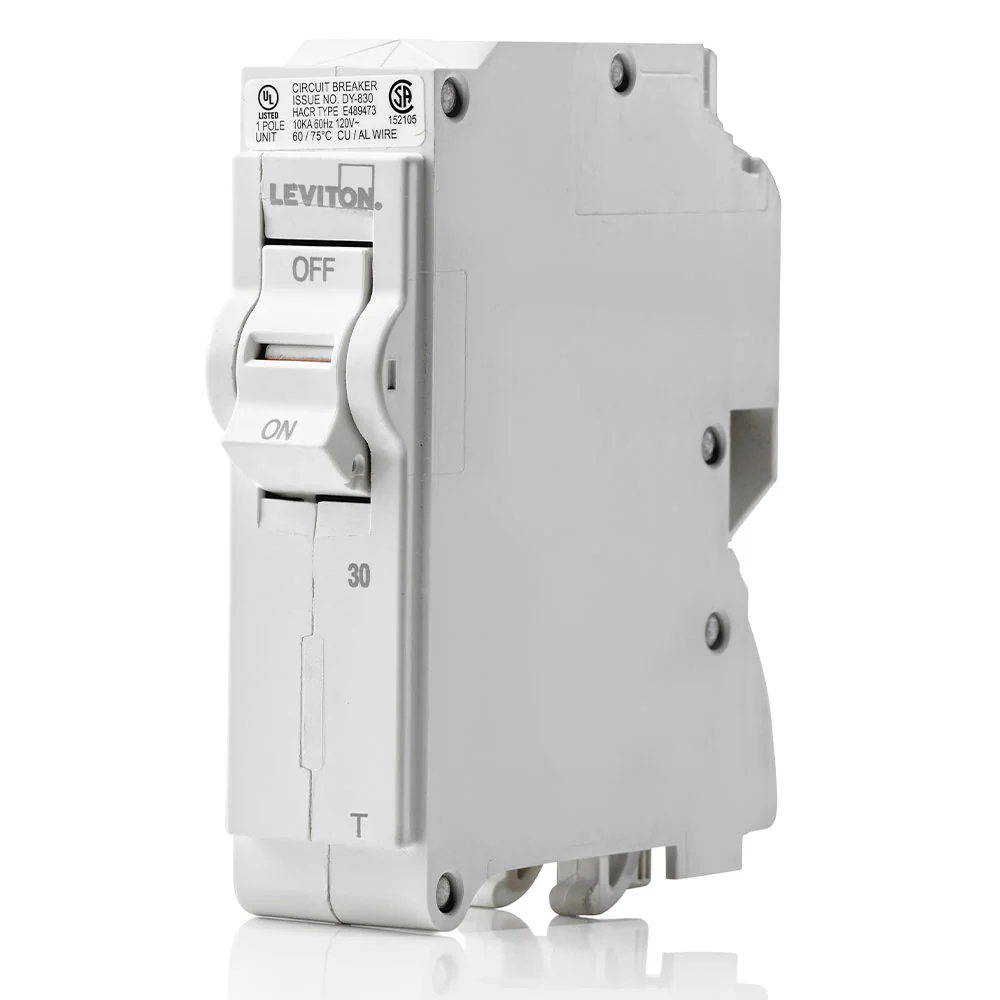Leviton 1-Pole 30A 120V Standard Thermal Magnetic Breaker, Model LB130-T