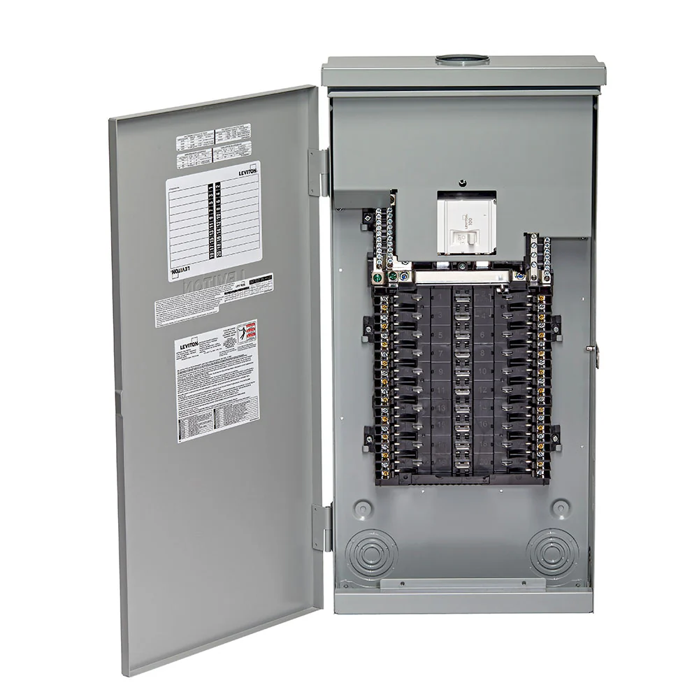 Leviton 100A 120/240V 20 Circuit 20 Spaces Outdoor Load Center Enclosure and Interior with Main Breaker, Model LR210-BDC - Image 2