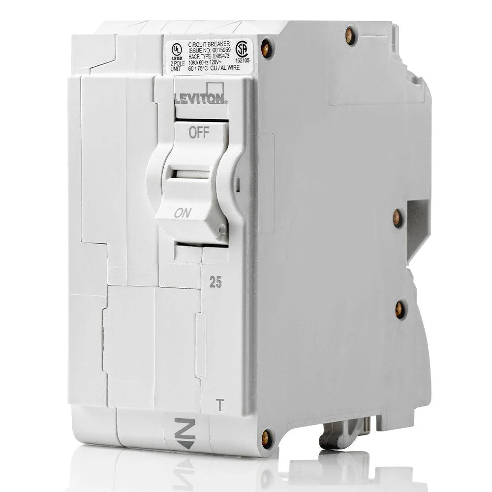 Leviton 2-Pole 25A 120/240V Standard Thermal Magnetic Circuit Breaker, Model LB225-T