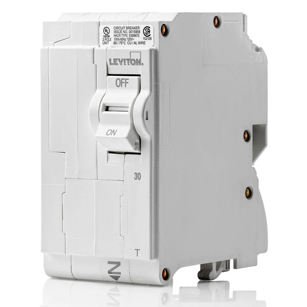 Leviton 2-Pole 30A 120/240V Standard Thermal Magnetic Circuit Breaker, Model LB230-T*