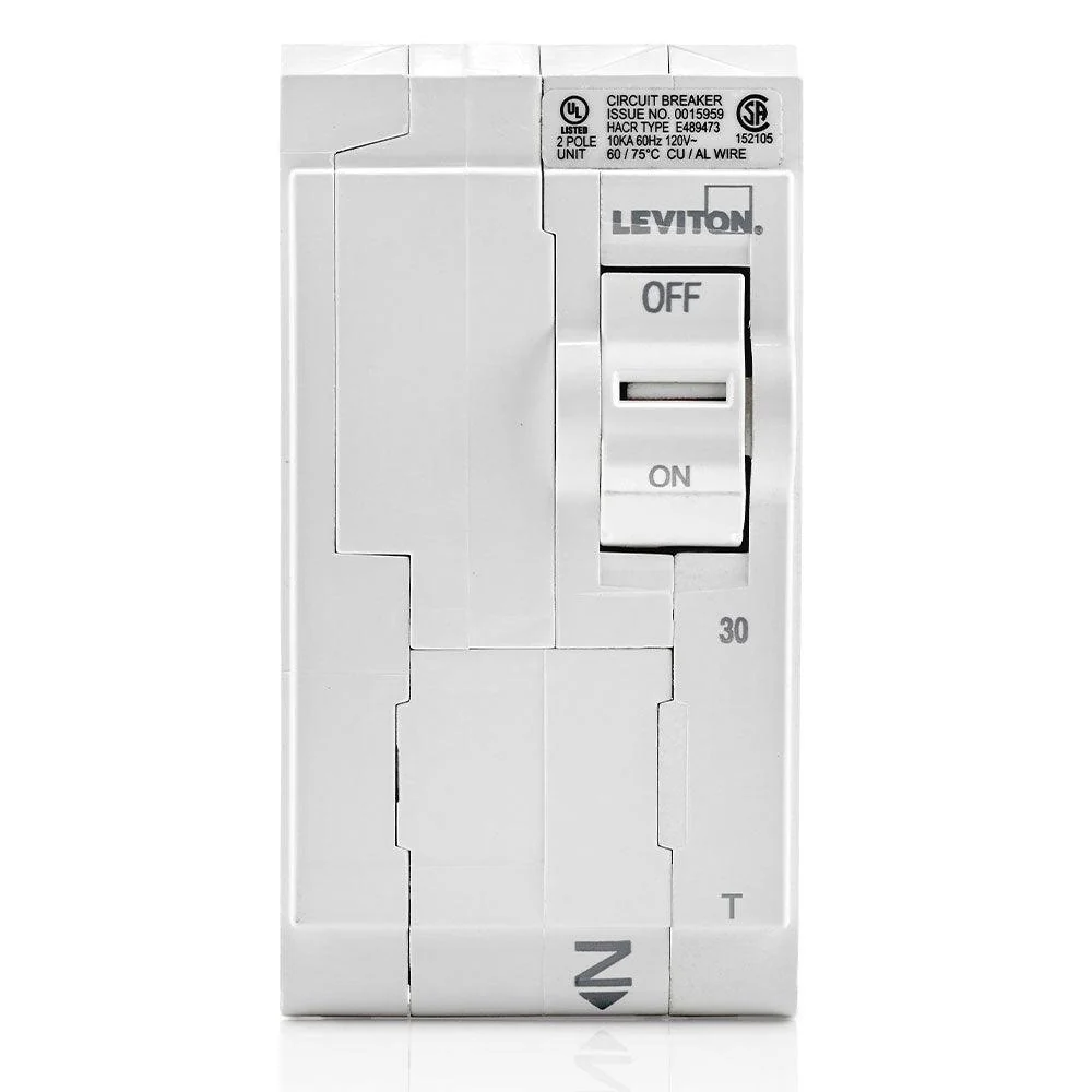 Leviton 2-Pole 30A 120/240V Standard Thermal Magnetic Circuit Breaker, Model LB230-T* - Image 2