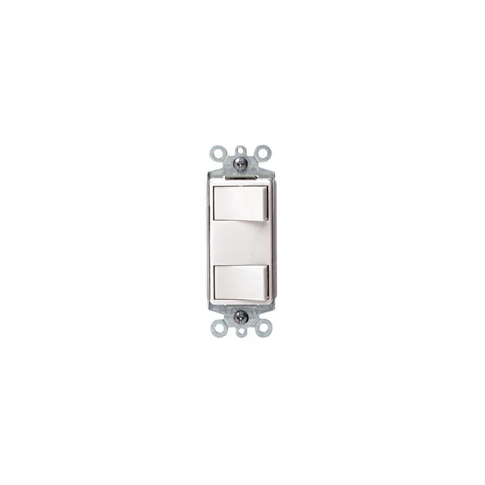 Leviton Decora Dual Single Pole Switch, 15 Amp, Model 1754-W*