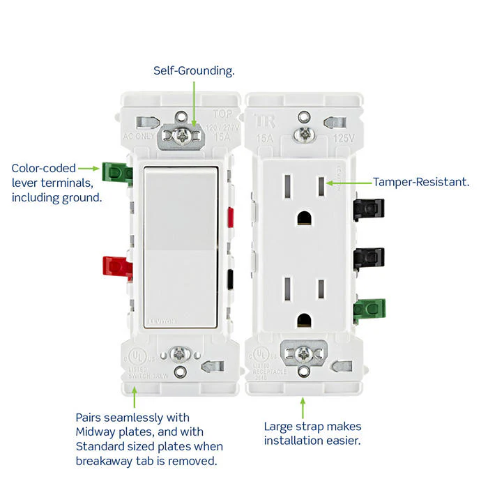 Leviton Decora Edge 3-Way Switch, 15 Amp, White, Model E5603-W - Image 13
