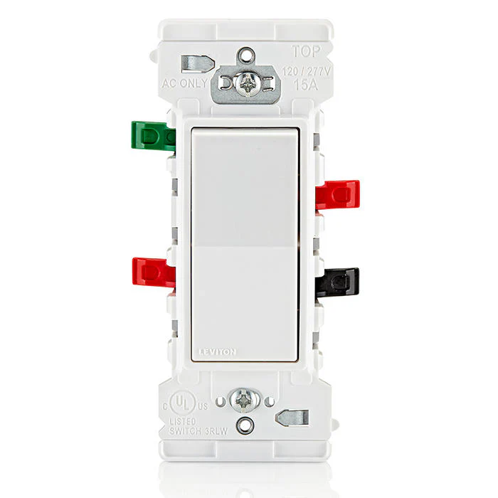 Leviton Decora Edge 3-Way Switch, 15 Amp, White, Model E5603-W - Image 2