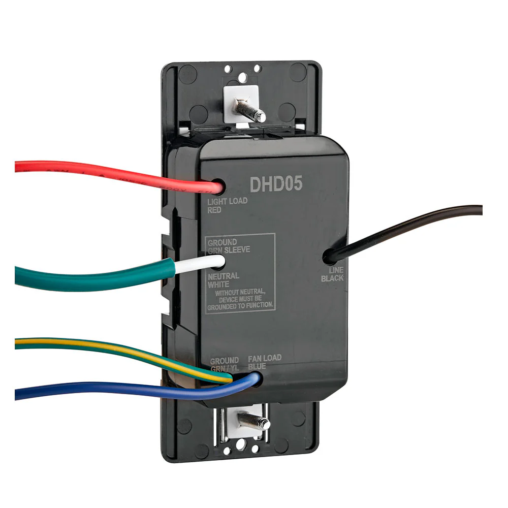 Leviton Decora In-Wall Comination Humidity Sensor and Fan Control with Light Switch, Model DHD05-1LW* - Image 4