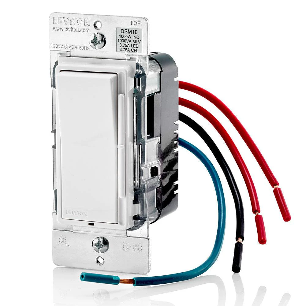 Leviton Decora Rocker-Slide Dimmer for LED, CFL, MLV and Incandescent bulbs, Model DSM10-752 - Image 2