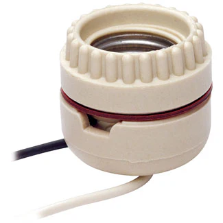 Leviton Medium Base Porcelaine Lampholder, Black & White Wire, Model 8101*