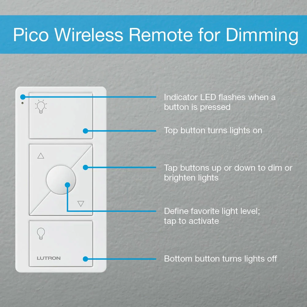Lutron Caseta Lamp Dimmer & Remote Kit, Model P-PKG1P-WH - Image 3
