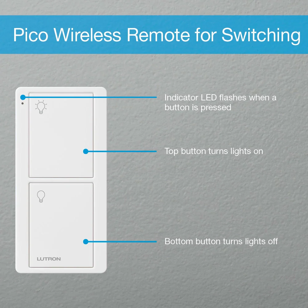 Lutron Caseta Smart Switch & Remote Kit, P-PKG1WS-WH* - Image 4