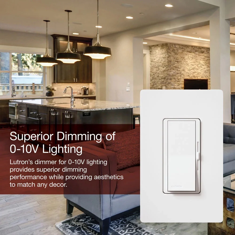 Lutron Diva 0-10 V Fluorescent/LED Fixture Dimmers, 3-way/Single Pole, Model DVSTV-WH - Image 3
