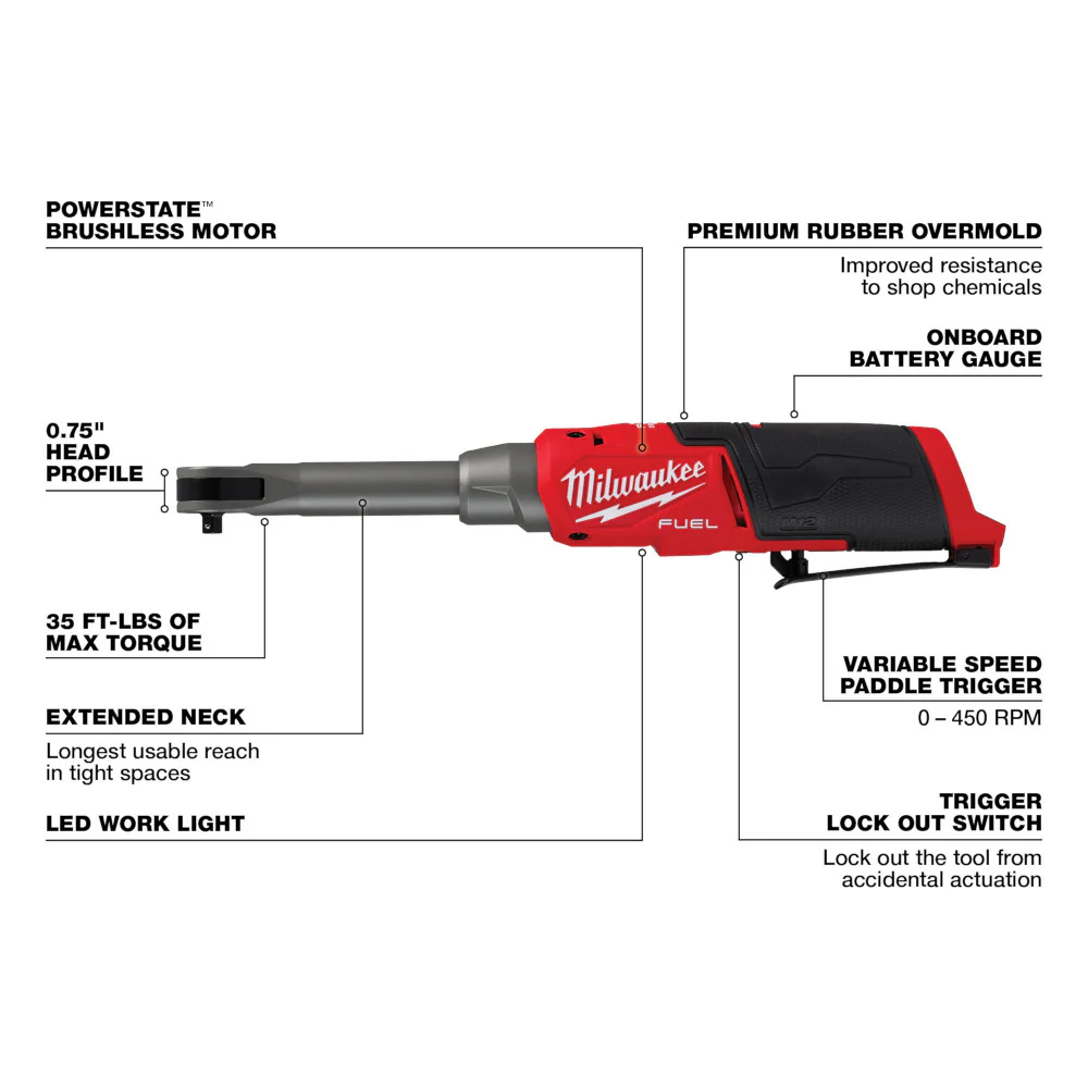 Milwaukee M12 Ext Reach High Speed Ratchet - Image 3