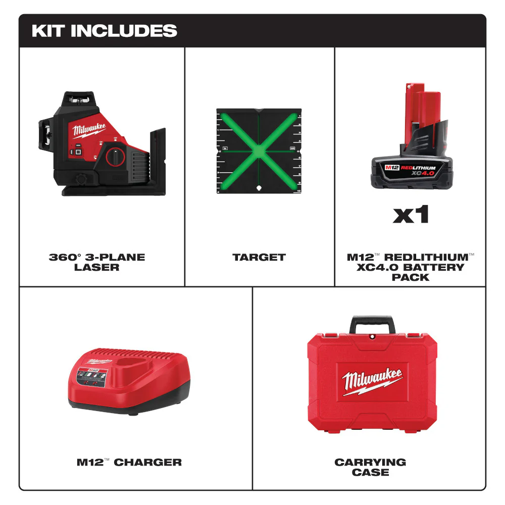 Milwaukee M12™ Green 360-Degree 3-Plane Laser Kit - Image 3