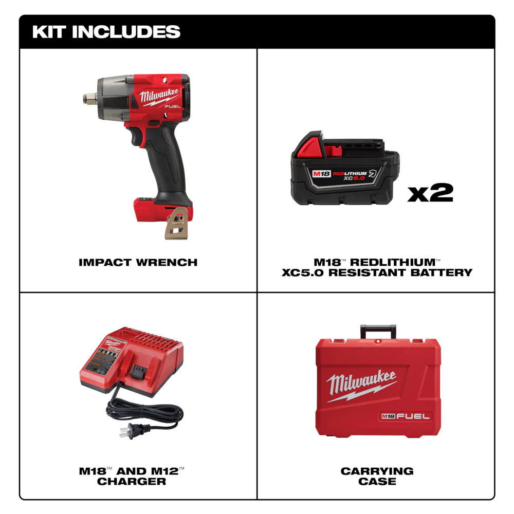 Milwaukee M18 FUEL™ 1/2" Mid-Torque Impact Wrench w/ Friction Ring Kit - Image 2