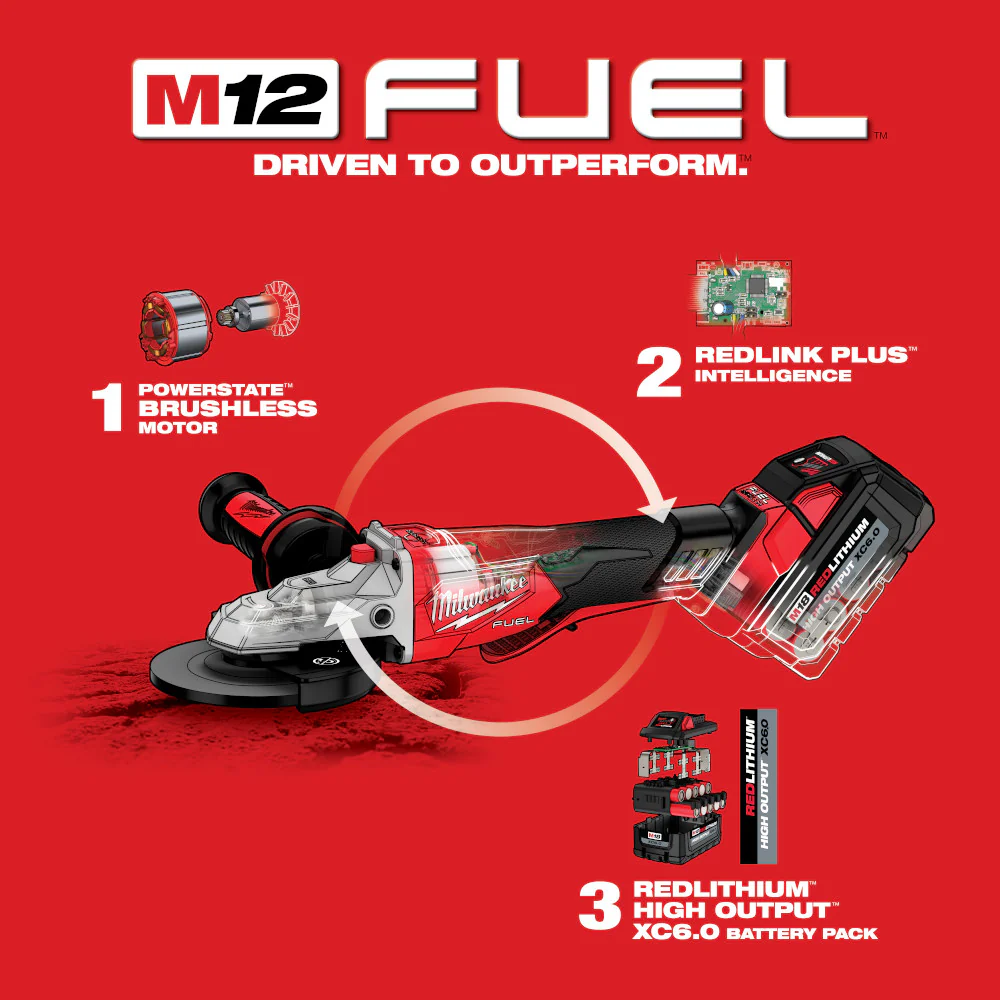 Milwaukee M18 FUEL™ 5" Flathead Braking Grinder, Paddle Switch No-Lock - Image 7