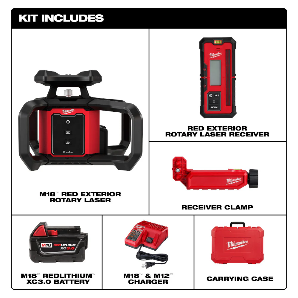 Milwaukee M18™ Red Exterior Rotary Laser Level Kit w/ Receiver - Image 3
