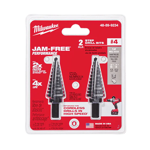 Milwaukee 2 Pieces - Step Drill Bit, 3/16" to 7/8", 12 steps, Model 48-89-9234 - Image 2