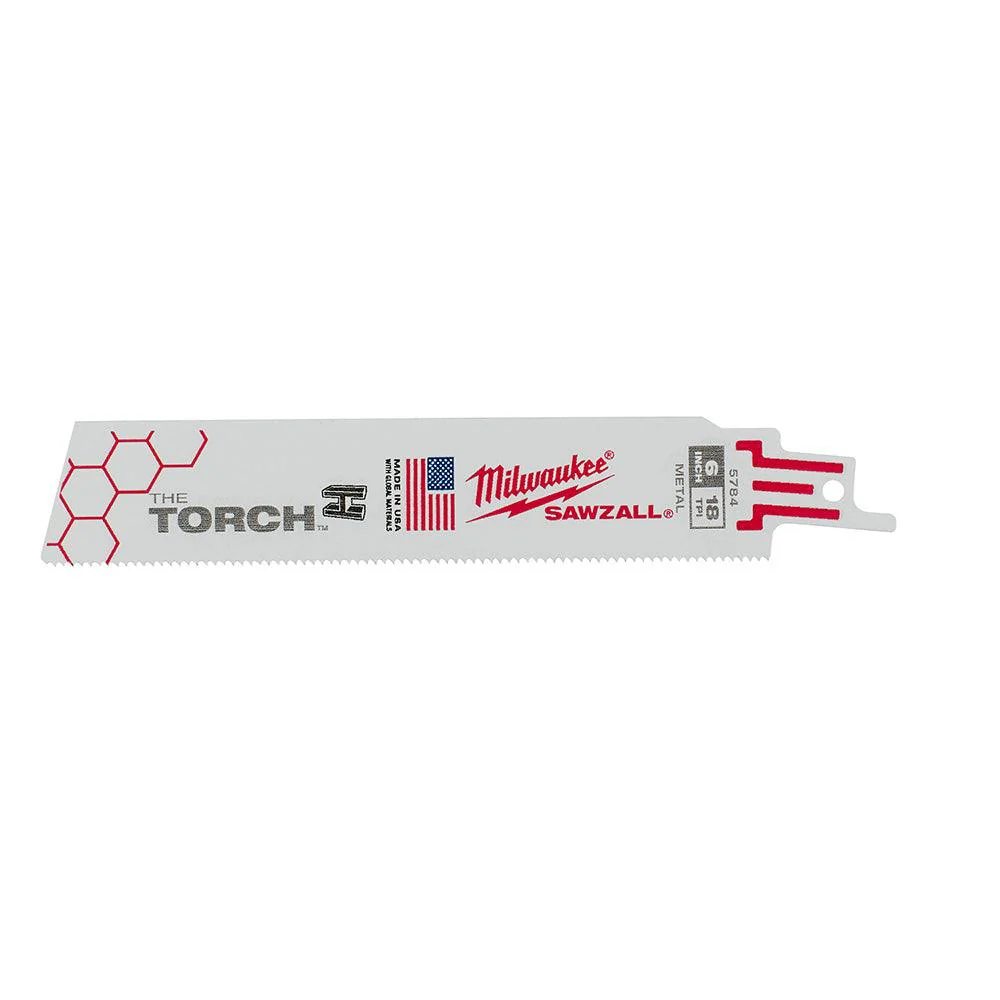 Milwaukee 6 in. 18 TPI THE TORCH™ SAWZALL® Blade (5 Pack), Model 48-00-5784