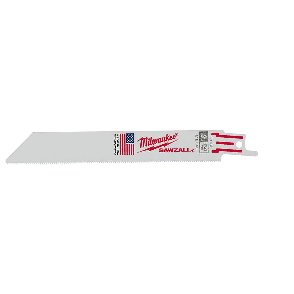 Milwaukee 6 in. 24 TPI Thin Kerf SAWZALL® Blades (5 Pack), Model 48-00-5186
