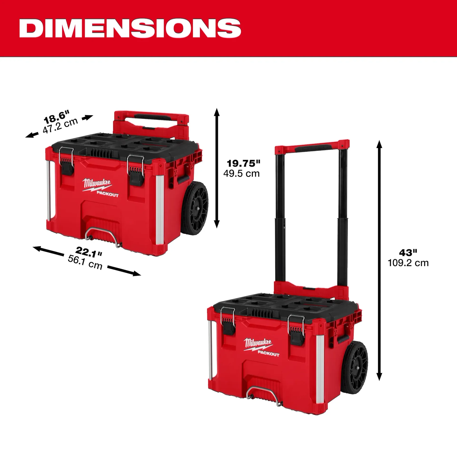 Milwaukee Tool PACKOUT 22 in. Rolling Modular Tool Box for Storage - Image 6