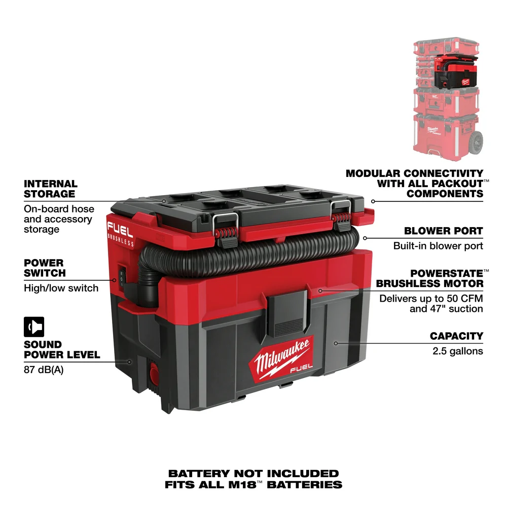 Milwaukee PACKOUT™ 2.5 Gallon Wet/D - Image 6