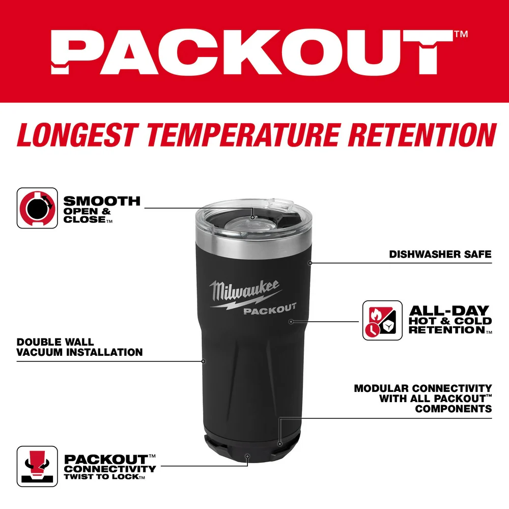 Milwaukee PACKOUT™ 20oz Tumbler - Black - Image 2