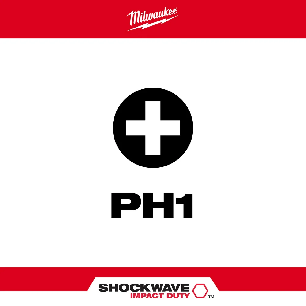 Milwaukee SHOCKWAVE™ 1" Impact Duty Phillips #1 Insert Bits (2 PK) - Image 2