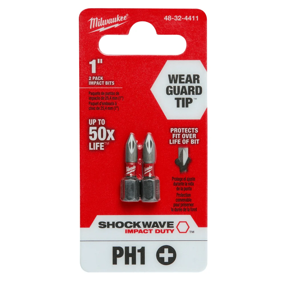 Milwaukee SHOCKWAVE™ 1" Impact Duty Phillips #1 Insert Bits (2 PK) - Image 8