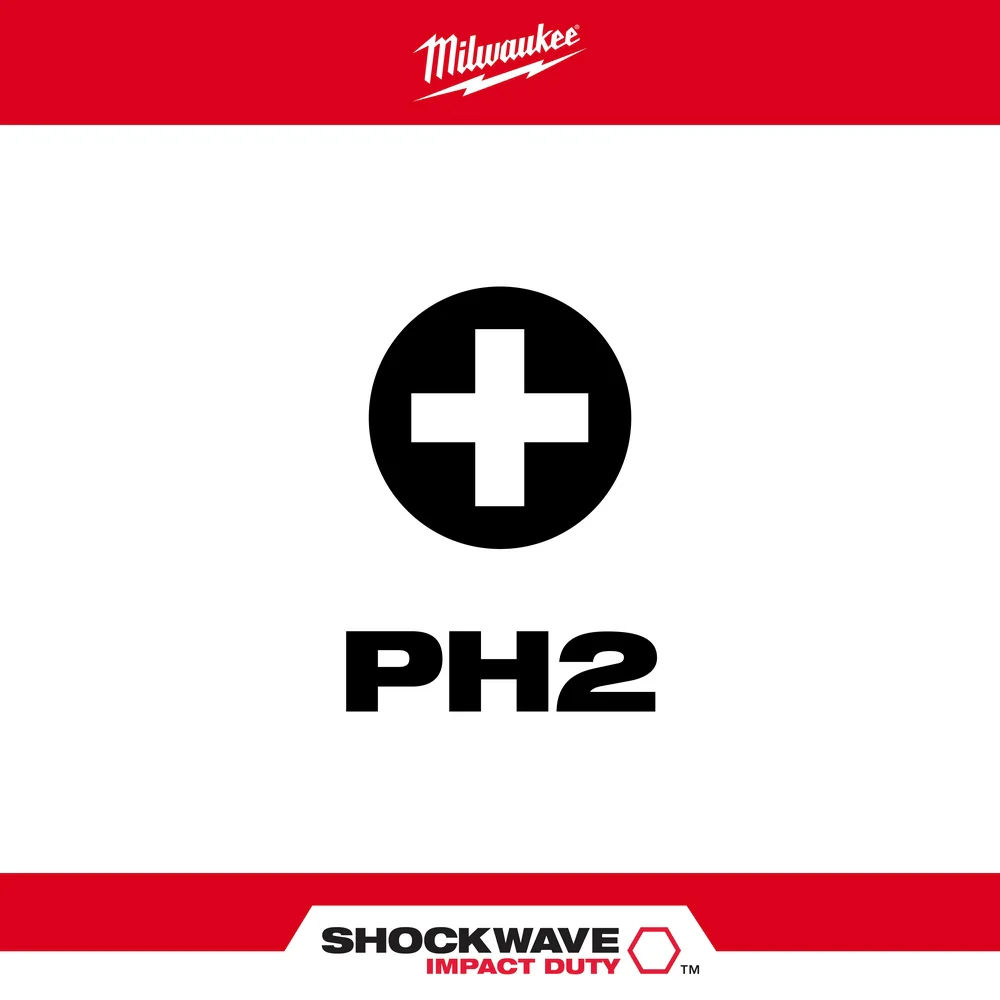Milwaukee SHOCKWAVE™ 1" Impact Duty Phillips #2 Insert Bits (5 PK) - Image 2