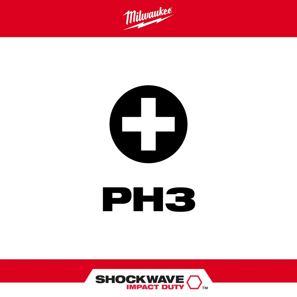 Milwaukee SHOCKWAVE™ 1" Impact Duty Phillips #3 Insert Bits (2 PK) - Image 2