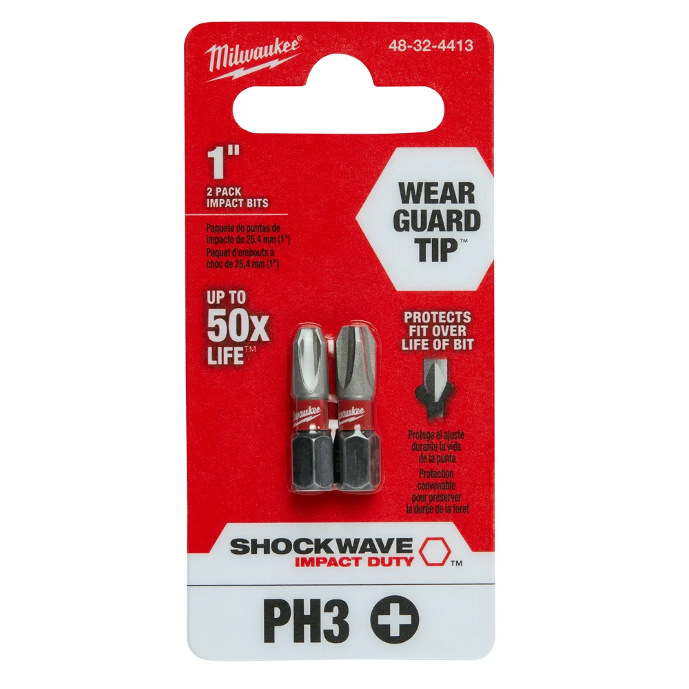 Milwaukee SHOCKWAVE™ 1" Impact Duty Phillips #3 Insert Bits (2 PK) - Image 8