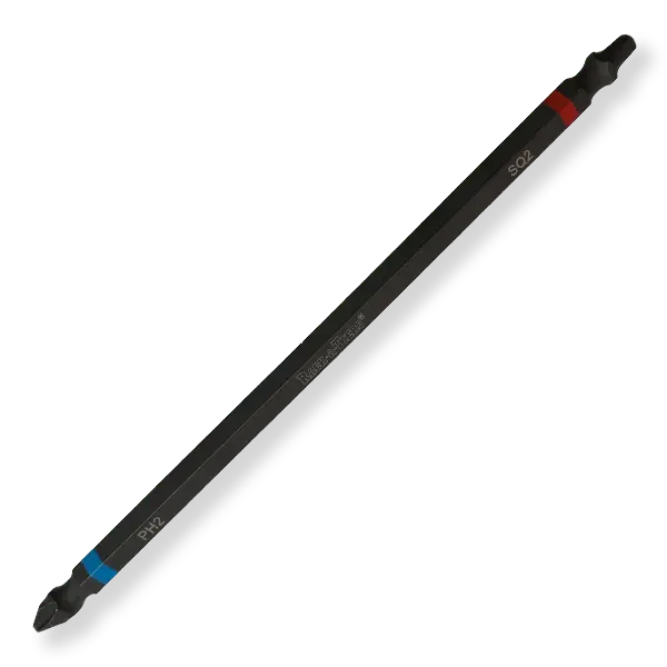 Rack-A-Tiers #2 Blue Phillips & #2 Red Robertson Square Double Ended Impact Rated Bit, 4" Long, Model 70224BR