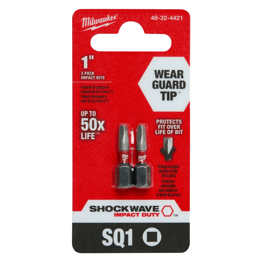 Milwaukee SHOCKWAVE™ 1" Impact Duty Square Recess #1 Insert Bits (2 PK) - Image 8