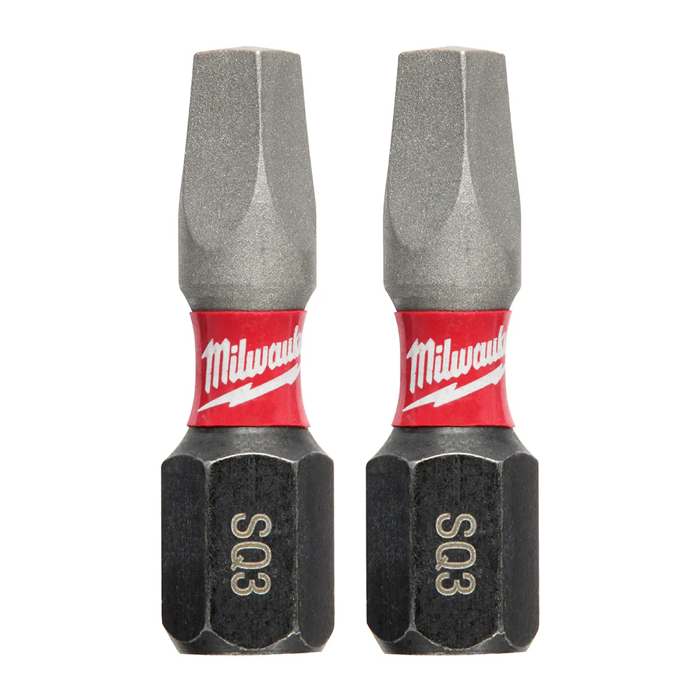 Milwaukee SHOCKWAVE™ 1" Impact Duty Square Recess #3 Insert Bits (2 PK)